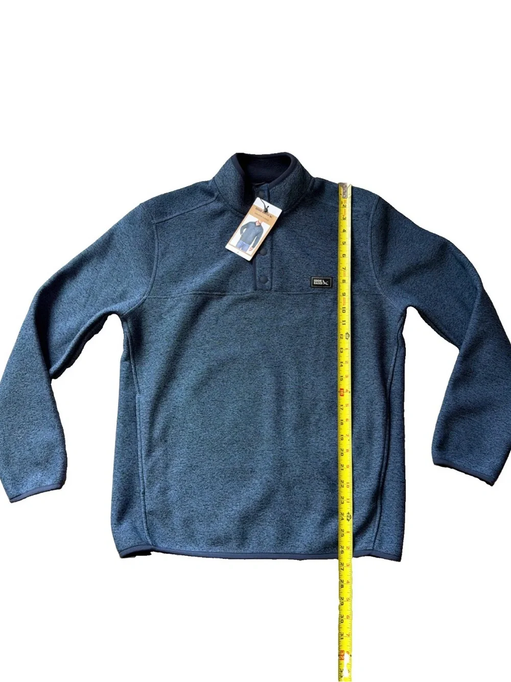 Eddie Bauer Men's Size S Heathered Blue Quarter-Snap Sweater Fleece Pullover.